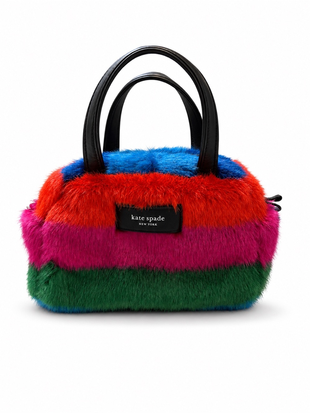 Kate Spade Puffed Striped Faux Fur Satchel NWOT $348